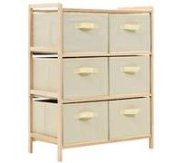 vidaXL Étagère de rangement 6 paniers Tissu Bois de cèdre Beige