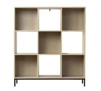 Etagère de rangement 9 cases avec pieds métal - Bois clair - 93.5 cm X 29.8 cm X 103.3 cm - CALICOSY