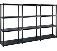 Étagère de rangement à 4 niveaux Noir 183x30,5x130 cm Plastique