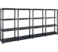 Étagère de rangement à 4 niveaux Noir 244x30,5x130 cm Plastique