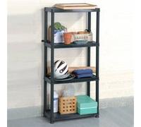 Étagère de rangement à 4 niveaux Noir 61x30,5x130 cm Plastique Noir G