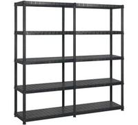 vidaXL Étagère de stockage 5 étagères noire 170x40x185 cm en plastique