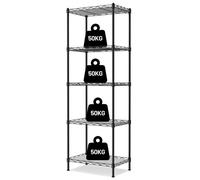 Etagere de Rangement a 5 Niveaux WORKPRO, Etagere Charge Lourde de 250KG(Total), Etagere de Stockage Metallique, 5 Couches Reglables, 4 Pieds Reglables en Hauteur, 44x29x130cm, pour Maison/Bureau/Noir