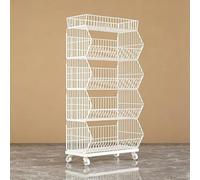 Étagère de rangement à plusieurs niveaux, présentoir robuste en fil métallique avec roulettes - Étagère à 3 niveaux pour épicerie, supérette et organisation domestique - Solution de rangemen