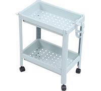 Etagère de rangement au sol pour salle de bain Etagère de rangement ouverte pour salle de bain Etagère d'angle autoportante Etagère de rangement Nordic Blue 2 Tiers (avec roues)