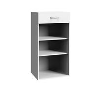 Etagère de rangement avec 1 tiroir et 2 tablettes en mélamine coloris blanc - longueur 30 x hauteur 98 x profondeur 40 cm --