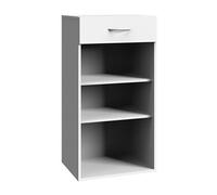 Etagère de rangement avec 1 tiroir et 2 tablettes en mélamine coloris blanc - longueur 40 x hauteur 98 x profondeur 40 cm --