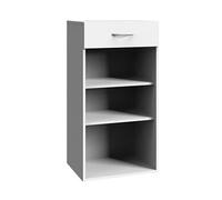 Etagère de rangement avec 1 tiroir et 2 tablettes en mélamine coloris blanc - longueur 45 x hauteur 98 x profondeur 40 cm --