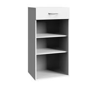 Etagère de rangement avec 1 tiroir et 2 tablettes en mélamine coloris blanc - longueur 50 x hauteur 98 x profondeur 40 cm --