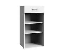 Etagère de rangement avec 1 tiroir et 2 tablettes en mélamine coloris blanc - longueur 80 x hauteur 98 x profondeur 40 cm --