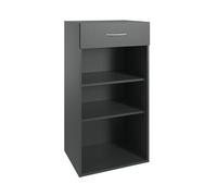 Etagère de rangement avec 1 tiroir et 2 tablettes en mélamine coloris graphite - longueur 45 x hauteur 98 x profondeur 40 cm --