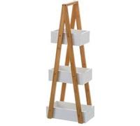 Étagère de rangement avec 3 panier en bambou/MDF coloris blanc/naturel - Longueur 30 x Profondeur 19 x Hauteur 81 cm -JUANIO- G