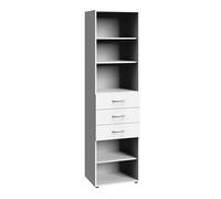 Etagère de rangement avec 3 tiroirs et 3 tablettes en mélamine coloris blanc - longueur 30 x hauteur 185 x profondeur 40 cm --