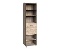 Etagère de rangement avec 3 tiroirs et 3 tablettes en mélamine coloris imitation chêne - longueur 40 x hauteur 185 x profondeur 40 cm --