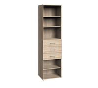 Etagère de rangement avec 3 tiroirs et 3 tablettes en mélamine coloris imitation chêne - longueur 45 x hauteur 185 x profondeur 40 cm --