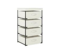 vidaXL Etagère de Rangement avec 4 Paniers en Tissu Armoire Latérale Organisateur de Stockage Meuble de Rangement Maison Intérieur Acier Crème