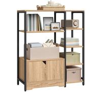 Étagère de Rangement avec Armoire - WOLTU - en métal et MDF - 80x35x97 cm - Noir+Chêne Clair - Bibliothèque Industriel
