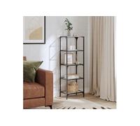 Etagère de rangement avec dessus en verre transparent acier