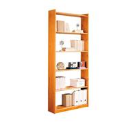 Étagère de rangement bibliothèque 6 niveaux en pin massif coloris miel - Longueur 80 x Profondeur 28 x Hauteur 200 cm