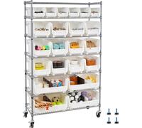 Étagère de rangement - Chariot à étagères - 22 bacs empilables - Avec roulettes (mobile) - Dimensions 35,5 x 90 x 149 cm - Rangement d'outils - Pour atelier, garage, cuisine