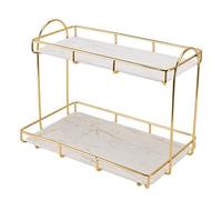 Étagère de Rangement de Cosmétiques à 2 Niveaux, Support Métallique étanche de Grande capacité pour Salle de Bains, Cuisine, Chambre à Coucher, Organisation en Fer doré de 15.6oz