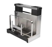 Étagère de rangement de cuisine en acier inoxydable avec tapis antidérapant - Porte-couverts et bac d'égouttement - Argent 26 x 14 x 24 cm (acier inoxydable 304)