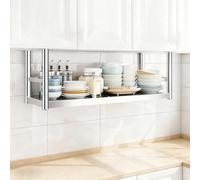 Étagère de Rangement de Plafond, étagères flottantes en Acier Inoxydable sous Meuble, Support de Rangement Suspendu pour Bouteilles de vin et Pots, Organisateur de Cuisine et de Salle à mang