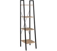 Étagère de rangement en acier et bois - WOLTU - 4 tablettes - 34x35x148 cm - Noir + chêne clair