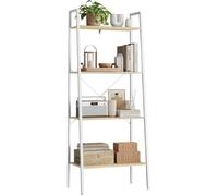 WOLTU Étagère de Rangement à 4 Niveaux | 35x60x148cm, Étagère pour Plantes et Fleurs, Blanc+Chêne Clair