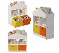 Étagère de rangement en forme de maison avec compartiments, style loft blanc, 64 cm