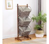 Étagère de rangement en jacinthe d'eau, support vertical avec paniers pour salle de bain, buanderie et salon, étagère rustique peu encombrante
