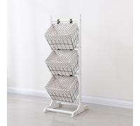 Étagère de rangement en jacinthe d'eau, support vertical avec paniers pour salle de bain, buanderie et salon, étagère rustique peu encombrante
