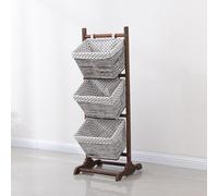 Étagère de rangement en jacinthe d'eau, support vertical avec paniers pour salle de bain, buanderie et salon, étagère rustique peu encombrante