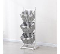 Étagère de rangement en jacinthe d'eau, support vertical avec paniers pour salle de bain, buanderie et salon, étagère rustique peu encombrante