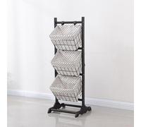 Étagère de rangement en jacinthe d'eau, support vertical avec paniers pour salle de bain, buanderie et salon, étagère rustique peu encombrante