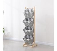 Étagère de rangement en jacinthe d'eau, support vertical avec paniers pour salle de bain, buanderie et salon, étagère rustique peu encombrante