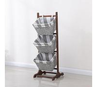Étagère de rangement en jacinthe d'eau, support vertical avec paniers pour salle de bain, buanderie et salon, étagère rustique peu encombrante