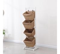 Étagère de rangement en jacinthe d'eau, support vertical avec paniers pour salle de bain, buanderie et salon, étagère rustique peu encombrante