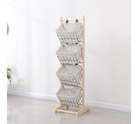 Étagère de rangement en jacinthe d'eau, support vertical avec paniers pour salle de bain, buanderie et salon, étagère rustique peu encombrante