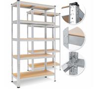 Étagère de rangement en métal - MASKO - Lot de 2 - 160 x 80 x 40 cm - 4 niveaux - 700 kg de capacité totale