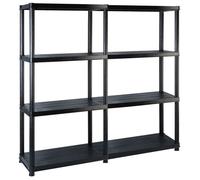 Étagère de rangement en plastique - vidaXL - 4 niveaux - Noir - 122x30,5x130 cm - Poids max. 25 kg par niveau
