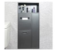Étagère de rangement encastrée en acier inoxydable pour douche, idéale pour shampoing et produits de toilette - Gris élégant 40 x 86 x 14 cm, avec support pour poubelle et accessoires de sal