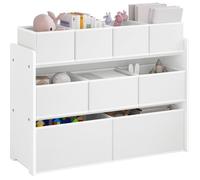 Étagère de Rangement Enfant, Meuble Rangement Jouet, 9 Boîtes Amovible en Tissu Non-tissé, 92x30x60/68cm, Blanc E0EG0065