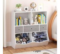 Étagère de rangement grande pour enfants avec 7 compartiments – Étagère en bois avec 3 tiroirs, bibliothèque et armoire à jouets – Polyvalente pour les chambres d'enfants, les couloirs, les salles de 
