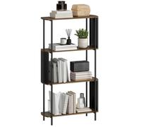HOMCOM Étagère de Rangement Bibliothèque 4 Niveaux 80 x 30 x 141 cm Marron | Style Industriel, Panneaux Latéraux Incurvés, Structure en Acier, Meuble de Rangement Bureau pour Bureau, Salon, Chambre