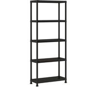 Keter Étagère de rangement Plus 75/5 - 5 tablettes, réglable, montage facile - 75x32x176 cm - Noir