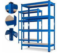 MASKO® Lot de 2 étagères de rangement, étagères pour charges lourdes, étagères de cave, tablettes réglables, panneaux MDF, étagères métalliques, étagères à emboîter, étagères d'atelier, cave, garage