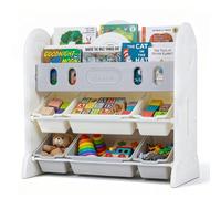Étagère de rangement Montessori à 4 niveaux de COSTWAY, étagère pour enfants avec 2 compartiments et 6 boîtes amovibles, bibliothèque pour enfants, armoire pour chambre d'enfant