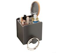 Étagère de rangement murale de salle de bain sans perçage en acier au carbone et ABS gris 16 x 10 x 8,1 cm Étagère peu encombrante pour peignes, crèmes, élastiques à cheveux, évier ou (4)