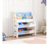 Étagère pour enfants 'Ponteceso' avec 2 étagères et 6 boîtes pliantes Motif Koala 74 x 62 x 26,5 cm
